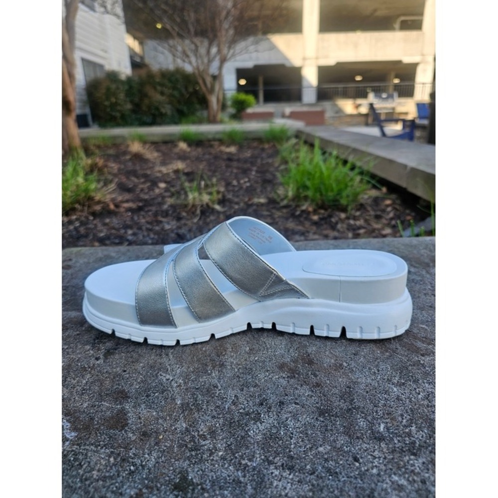 Cole Haan Zerogrand Slide Sandals Womens 9B Silver Metallic Platform Comfort ~ - Picture 4 of 10